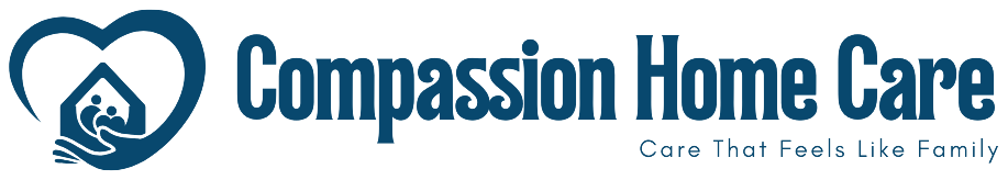 Compassion Home Care logo: a heart around a home