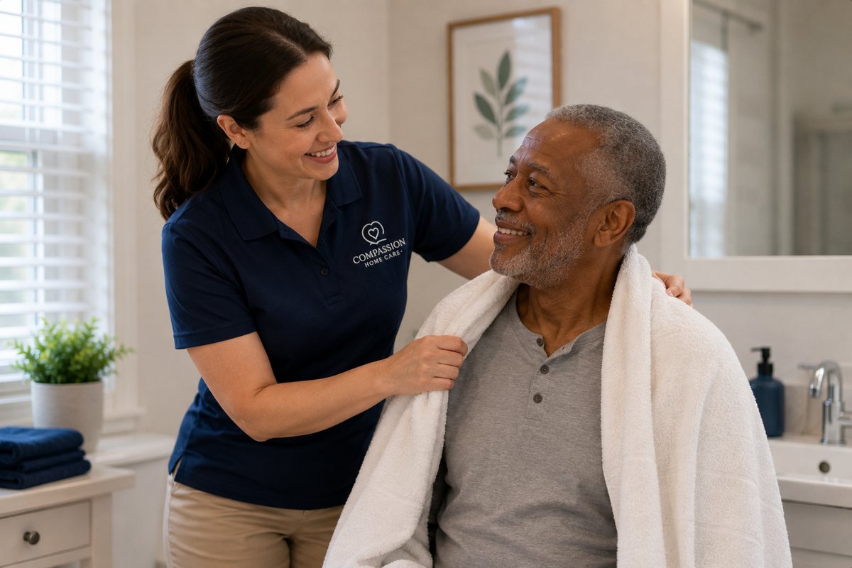 A caregiver helping with an everyday task at home
